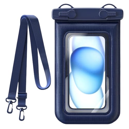 Wasserdichte Handyhülle mit Umhängeband, IPX8 wasserdicht, Handy-Trockentasche, Touchscreen-Schutzfolie, Unterwasser-Schwimmzubehör für Kajakfahren, Marineblau Wasserdichte Handyhülle mit Umhängeband, IPX8 wasserdicht, Handy-Trockentasche, Touchscreen-Schutzfolie, Unterwasser-Schwimmzubehör für Kajakfahren, Marineblau von Generisch