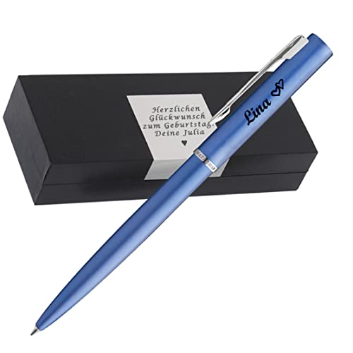 Waterman Allure Blue Kugelschreiber | Wunschgravur auf Stift & Box | Messing als Geschenk & Symbole als Gravur möglich PS131 von Generisch