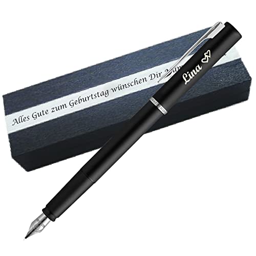 Waterman Allure Füller Black | Edelstahl | Füllfederhalter mit Wunschgravur als Geschenk & Symbole Gravur möglich PS130Box2 von Generisch