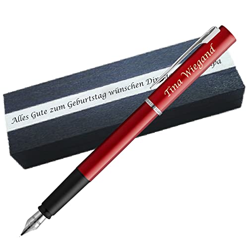 Waterman Allure Füller Red | Edelstahl | Füllfederhalter mit Wunschgravur als Geschenk & Symbole als Gravur möglich PS128Box2 von Generisch