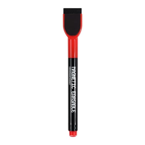 Whiteboard Stifte, Magnetische, Trocken Abwischbare Marker, Whiteboard Marker mit Feiner Spitze, Folienstift Abwischbar Geruchsarmer Erase Marker mit Radiergummi (Red, One Size) von Generisch
