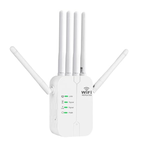 WiFi-Repeater Extender Verstärker WLAN-Signal 6 Antenne, 2 RJ45 LAN-Anschlüsse, Repeater, Router und AP 3 in 1, WLAN-Extender von 300 m², WLAN-Repeater für Zuhause und Büro von Generisch