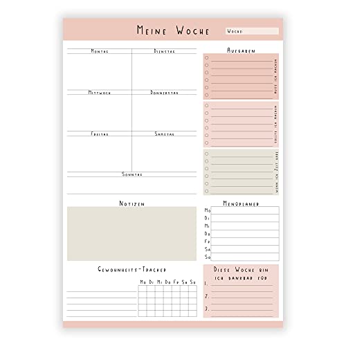 Wochenplaner DIN A4 | Home Office Planer | Notizblock zum Arbeiten | Menüplaner | Habit-Tracker | To-Do-Liste | weekly planner von Generisch