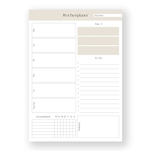 Wochenplaner DIN A4 Notizblock | Home Office Planer | Notizblock zum Arbeiten | Habit-Tracker | To-Do-Liste | weekly planner (5) von Generisch