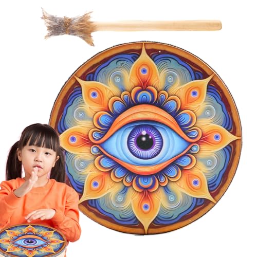Wood Shaman Drum with Stick - Handgefertigte Holz Handtrommel für Klangheilung, Meditation und Rituale - Retro Style mit dekorativem Design, perfekt für spirituelle Praxis und Musik Wood Shaman Drum with Stick - Handgefertigte Holz Handtrommel für Klangheilung, Meditation und Rituale - Retro Style mit dekorativem Design, perfekt für spirituelle Praxis und Musik von Generisch