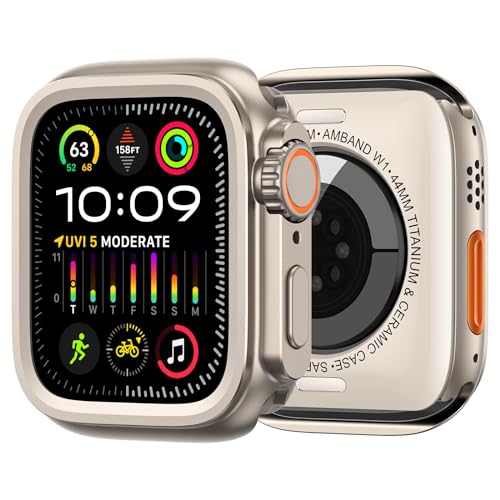 Für Apple Watch 44 mm, 45 mm, 46 mm, 10, 9, 8, 7, 6, 5, Version mit Metallgehäuse (Titan Gold, 44 mm) von Generisch
