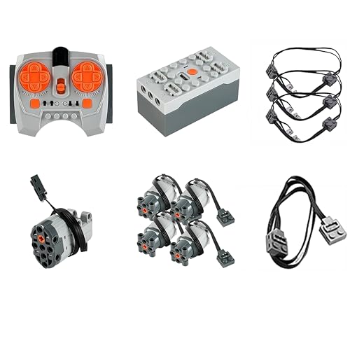 lego Technik Servo Motor,Fernbedienung & Akku (wiederaufladbar),11-teiliges Elektrisch Spielzeug lego motor,Technology Power Functions lego motoren Set,Verlängerungskabel,fernbedienung für lego motor von Generisch