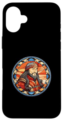 Dschingis Khan Glasmalerei Hülle für iPhone 16 Plus von Genghis Khan Art Style Designs For Historians