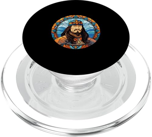 Dschingis Khan Glasmalerei PopSockets PopGrip für MagSafe von Genghis Khan Art Style Designs For Historians