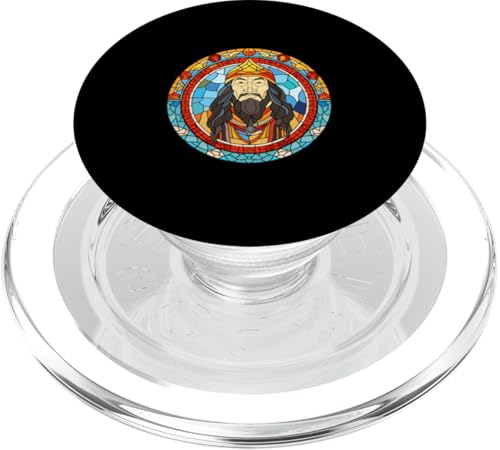 Dschingis Khan Glasmalerei PopSockets PopGrip für MagSafe von Genghis Khan Art Style Designs For Historians