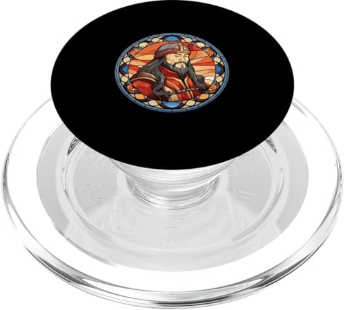 Dschingis Khan Glasmalerei PopSockets PopGrip für MagSafe von Genghis Khan Art Style Designs For Historians