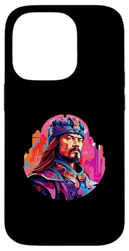 Dschingis Khan Synthwave Hülle für iPhone 14 Pro von Genghis Khan Art Style Designs For Historians