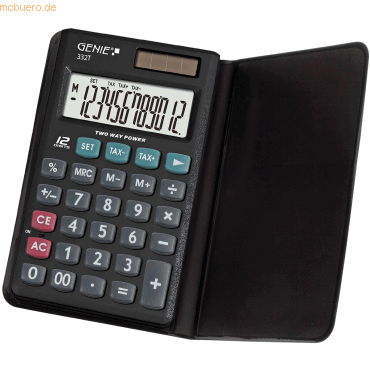 Genie Taschenrechner 332T mit TAX schwarz von Genie