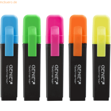 Genie Textmarker 5-Farben VE=5 Stück von Genie