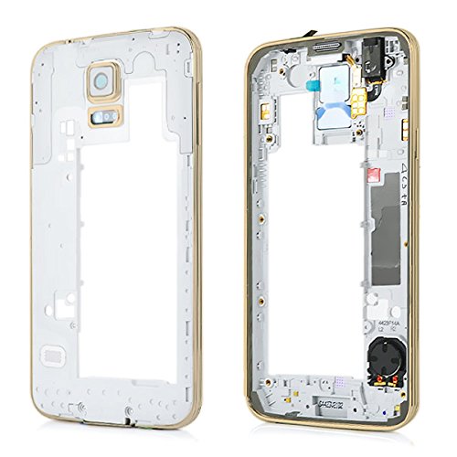 Premium Mittelrahmen Gehäuse (Gold) für Samsung Galaxy S5 G900F i9600 - Middle Bezel Frame Housing Cover - Gold NEU von GENIE FORCE