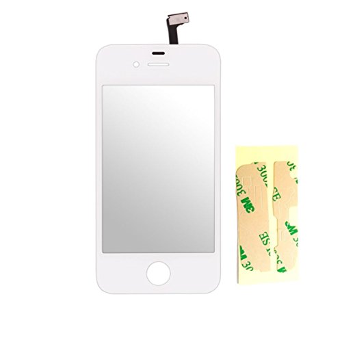 Genieforce® Touchscreen Glas Digitizer WEIß für iPhone 4S, mit LVA Flexkabel - inkl. 3M Kleberstreifen - WEIß WHITE - NEU von Genieforce