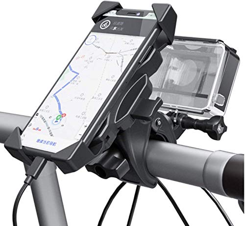 Genieforce Universal Anti-Rutsch 360°drehbar Handys and Smartphones Halterung für Fahrrad, Motorrad - Face ID/Touch ID kompatibel – Lenkerhalterung mit Halterung für GoPro Action Cameras - Bike GFH02 von Genieforce