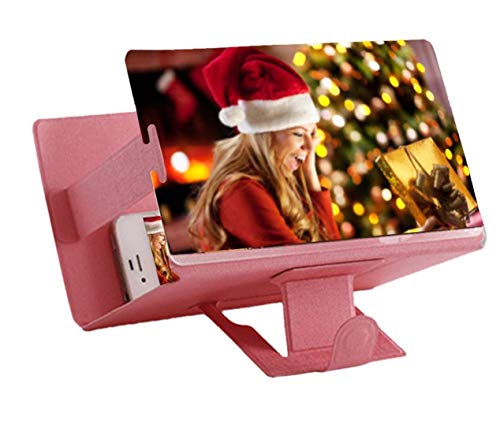 Universal tragbarer Falten Smartphone 3D Screen Magnifier für alle Smartphone Arten. Smartphone Bildschirm Vergrößerungslupe mit 3D Effekt. PINK von Genieforce