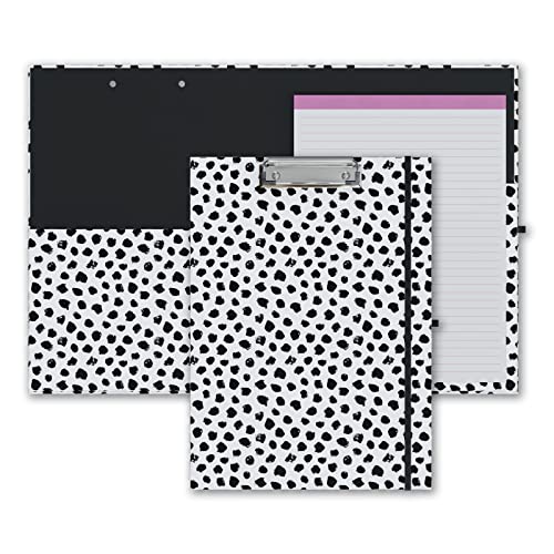 Niedliches Klemmbrett mit nachfüllbarem, liniertem Notizblock und Innentasche für das Büro, stilvolles A4-Clipfolio, Schwarze Punkte von Geniershy