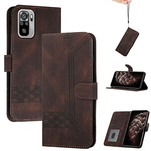Genlision Handyhülle Kompatibel Mit Redmi Note 10 5G/Redmi Note 10T 5G,Premium PU Leder Schutzhülle Abdeckung,TPU-Innenschale,Magnetverschluss,Standfunktion, Kartenschlitz-Braun von Genlision