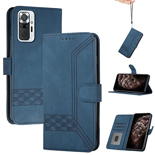Genlision Handyhülle Kompatibel Mit Redmi Note 10Pro/Redmi Note 10Pro Max,Premium PU Leder Schutzhülle Abdeckung,TPU-Innenschale,Magnetverschluss,Standfunktion, Kartenschlitz-Blau von Genlision