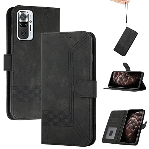 Genlision Handyhülle Kompatibel Mit Redmi Note 10Pro/Redmi Note 10Pro Max,Premium PU Leder Schutzhülle Abdeckung,TPU-Innenschale,Magnetverschluss,Standfunktion, Kartenschlitz-Schwarz von Genlision