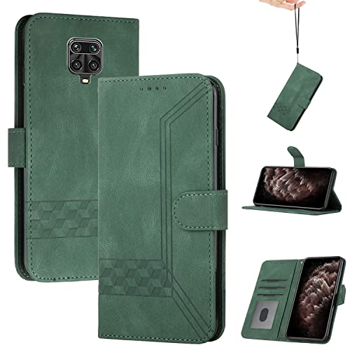 Genlision Handyhülle Kompatibel Mit Redmi Note 9Pro/Redmi Note 9Pro Max/Redmi Note 9S,Premium PU Leder Schutzhülle Abdeckung,TPU-Innenschale,Magnetverschluss,Standfunktion, Kartenschlitz-Grün von Genlision