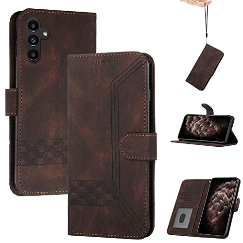 Genlision Handyhülle Kompatibel Mit Samsung Galaxy A34 5G,Premium PU Leder Schutzhülle Abdeckung,TPU-Innenschale,Magnetverschluss,Standfunktion, Kartenschlitz-Braun von Genlision