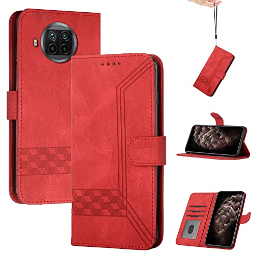 Genlision Handyhülle Kompatibel Mit Xiaomi Mi 10T Lite 5G/Xiaomi Mi 10i 5G,Premium PU Leder Schutzhülle Abdeckung,TPU-Innenschale,Magnetverschluss,Standfunktion, Kartenschlitz-rot von Genlision