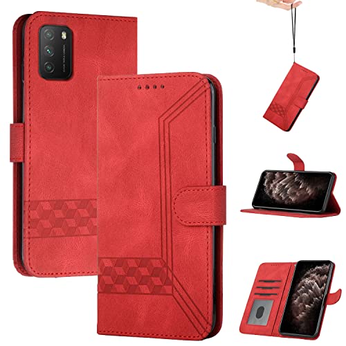 Genlision Handyhülle Kompatibel Mit Xiaomi Poco F3/Redmi K40 5G/Redmi K40 Pro 5G,Premium PU Leder Schutzhülle Abdeckung,TPU-Innenschale,Magnetverschluss,Standfunktion, Kartenschlitz-rot von Genlision