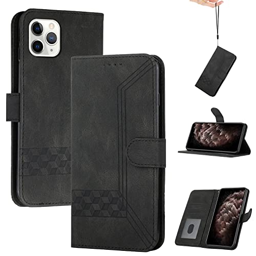 Genlision Handyhülle Kompatibel Mit iPhone 11 Pro Max(6.5),Premium PU Leder Schutzhülle Abdeckung,TPU-Innenschale,Magnetverschluss,Standfunktion, Kartenschlitz-Schwarz von Genlision