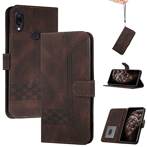 Genlision Handyhülle Kompatibel Mit redmi Note 7 Pro/Note 7/Note 7S,Premium PU Leder Schutzhülle Abdeckung,TPU-Innenschale,Magnetverschluss,Standfunktion, Kartenschlitz-Braun von Genlision
