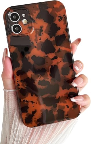 Genmoral Kompatibel mit iPhone 12 15,4 cm (6,1 Zoll), Schildpatt-Optik, Leopardenmuster, weiche TPU-Schutzhülle, bernsteinfarben, Geparden-Schutzhülle für Damen und Mädchen, Farbe 2 von Genmoral