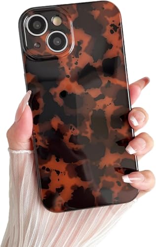 Genmoral Kompatibel mit iPhone 13, 15,4 cm (6,1 Zoll), Schildpatt-Optik, Leopardenmuster, weiche TPU-Schutzhülle, bernsteinfarben, Geparden-Schutzhülle für Damen und Mädchen, Farbe 2 von Genmoral