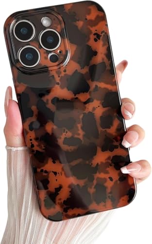 Genmoral Kompatibel mit iPhone 13 Pro Max 17,5 cm (6,7 Zoll), Schildpatt-Design, schicke TPU-Schutzhülle, bernsteinfarbene Geparden-Schutzhülle für Damen und Mädchen, Farbe 2 von Genmoral