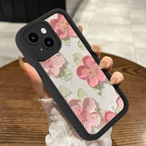 Genmoral Kompatibel mit iPhone 14 15,5 cm (6,1 Zoll), Matte Hülle, rosa Blumenmuster, stoßfest, weiche TPU-Schutzhülle für Damen und Mädchen, Kratzfeste Handyhülle von Genmoral