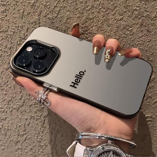 Genmoral Kompatibel mit iPhone 14 Pro 15,5 cm (6,1 Zoll), ultradünne, matte Hülle, Hello Letters gedruckt, stoßfest, weiche Hülle, Slim Fit, TPU-Silikon-Schutzhülle für Damen und Mädchen, Schwarz von Genmoral