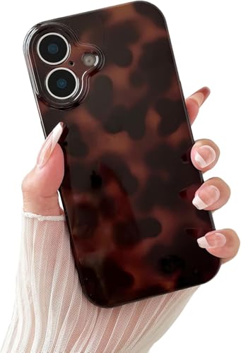 Genmoral Kompatibel mit iPhone 16 Plus 17,5 cm (6,7 Zoll), Schildpatt-Optik, schickes Leopardenmuster, dünne TPU-Schutzhülle, bernsteinfarbene Geparden-Schutzhülle für Damen und Mädchen, Farbe 1 von Genmoral