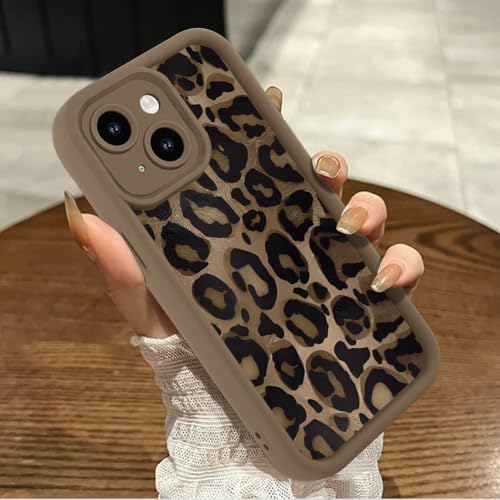Genmoral Kompatibel mit iPhone 13 6.1 Zoll Matt Hülle, Leopard Muster stoßfest, Weiche TPU Schutzhülle Gepard Case für Damen und Mädchen, Kratzfeste Handyhülle Kaffee von Genmoral