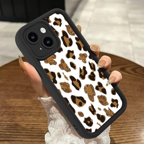 Genmoral Schutzhülle für iPhone 13, 15,5 cm (6,1 Zoll), matt, goldfarbenes Leopardenmuster, stoßfest, weiche TPU-Schutzhülle für Damen und Mädchen, Kratzfeste Handyhülle von Genmoral