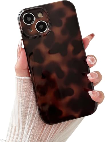 Genmoral Schutzhülle für iPhone 14 Plus, 17,5 cm (6,7 Zoll), Schildpatt-Design, schickes Leopardenmuster, dünne TPU-Schutzhülle, bernsteinfarben, Geparden-Schutzhülle für Damen und Mädchen, Farbe 1 von Genmoral