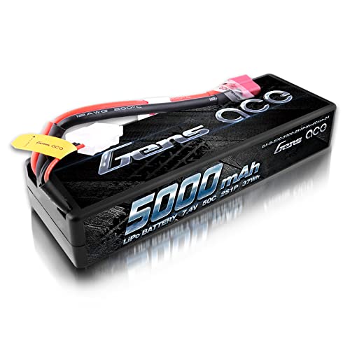 Gens Ace 2S LiPo Akku 7,4V 100C 5000mAh mit Deans T Steck Hardcase Batterie für Maßstab 1/8 RC Auto Truck Hubschrauber Flugzeug von Gens ace