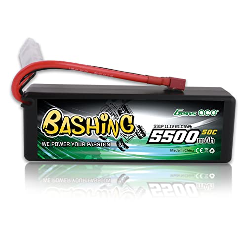 Gens Ace 3S LiPo Akku 11.1V 50C 5500mAh mit Deans T Steck Bashing Batterie für RC Auto, RC Flugzeug, RC Hubschrauber, RC Hobby von Gens ace