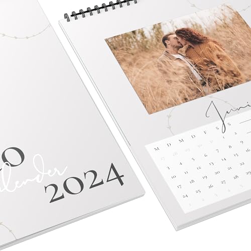 Fotokalender 2024 zum selbstgestalten (Bastelkalender 2024 im A4 Format) - DIY Kalender zum selber gestalten von Januar bis Dezember mit Ferienübersicht - Ideal als Geschenk - Einfarbig von Gentle North