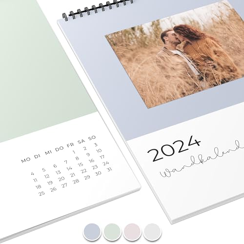 Fotokalender 2024 zum selbstgestalten (Bastelkalender 2024 im A4 Format) - DIY Kalender zum selber gestalten von Januar bis Dezember mit Ferienübersicht - Ideal als Geschenk - Pastell von Gentle North