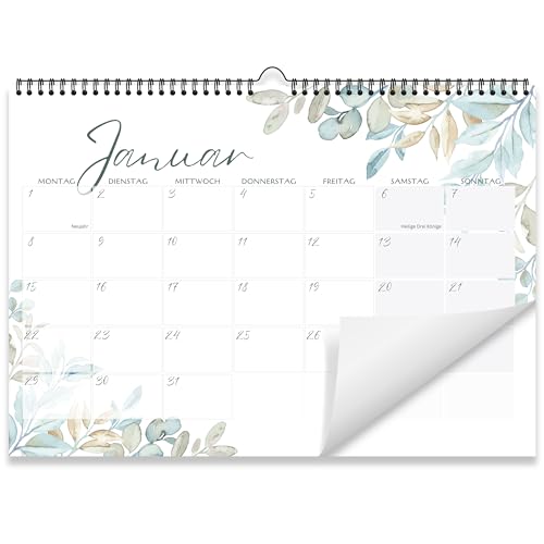 Kalender 2024 Wandkalender (Monatskalender im A4 Querformat) - Monatskalender 2024 für das ganze Jahr von Januar bis Dezember mit Ferienübersicht - Ideal als Paarkalender oder Familienplaner von Gentle North