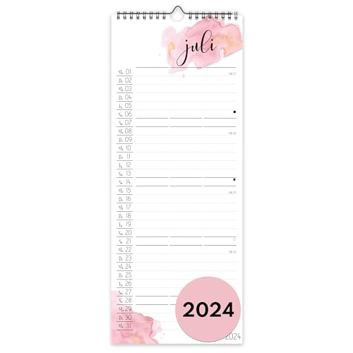 Planer für Zwei (Wandkalender 2024 mit 3 Spalten 17x42cm) - Partnerkalender für Paar - Paarkalender mit drei Spalten - Kalender zum Aufhängen für zwei Personen (ganzes Jahr 2024) - aquarell von Gentle North
