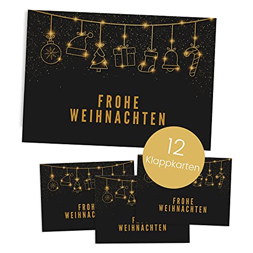 Weihnachtskarten Set (12 Stück) - A6 Klappkarten für Weihnachten - Christmas Postkarte für deine Weihnachtsgrüße - Coole Weihnachtspostkarten mit und ohne Sprüche - Frohe Weihnachten Klappkarte von Gentle North