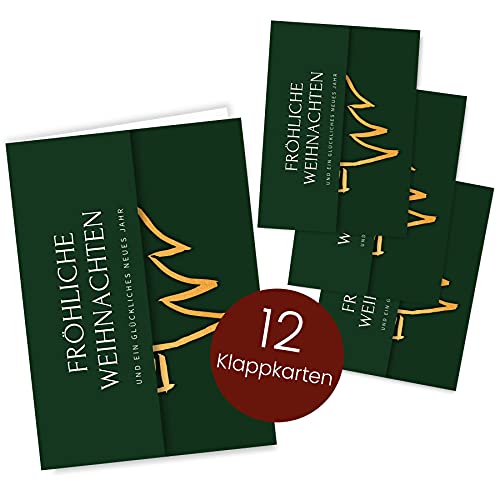 Weihnachtskarten Set (12 Stück) - A6 Klappkarten für Weihnachten - Christmas Postkarte für deine Weihnachtsgrüße - Coole Weihnachtspostkarten mit und ohne Sprüche - Frohe Weihnachten Klappkarte von Gentle North