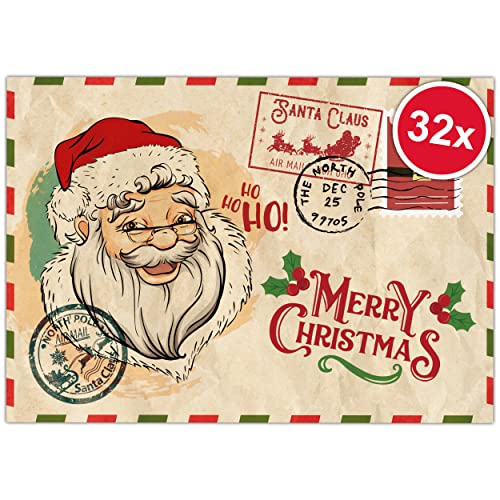 Weihnachtskarten Set (32 Stück) mit weihnachtlichen Motiven - A6 Postkarten für Weihnachten - Eine Christmas Postkarte für jeden deiner Liebsten - Coole Weihnachtspostkarten mit und ohne Sprüche von Gentle North